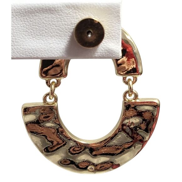 NEW Chico's Mother of Pearl Earrings White & Gold Trim Semi Circles 1.5 in drop - Picture 6 of 10